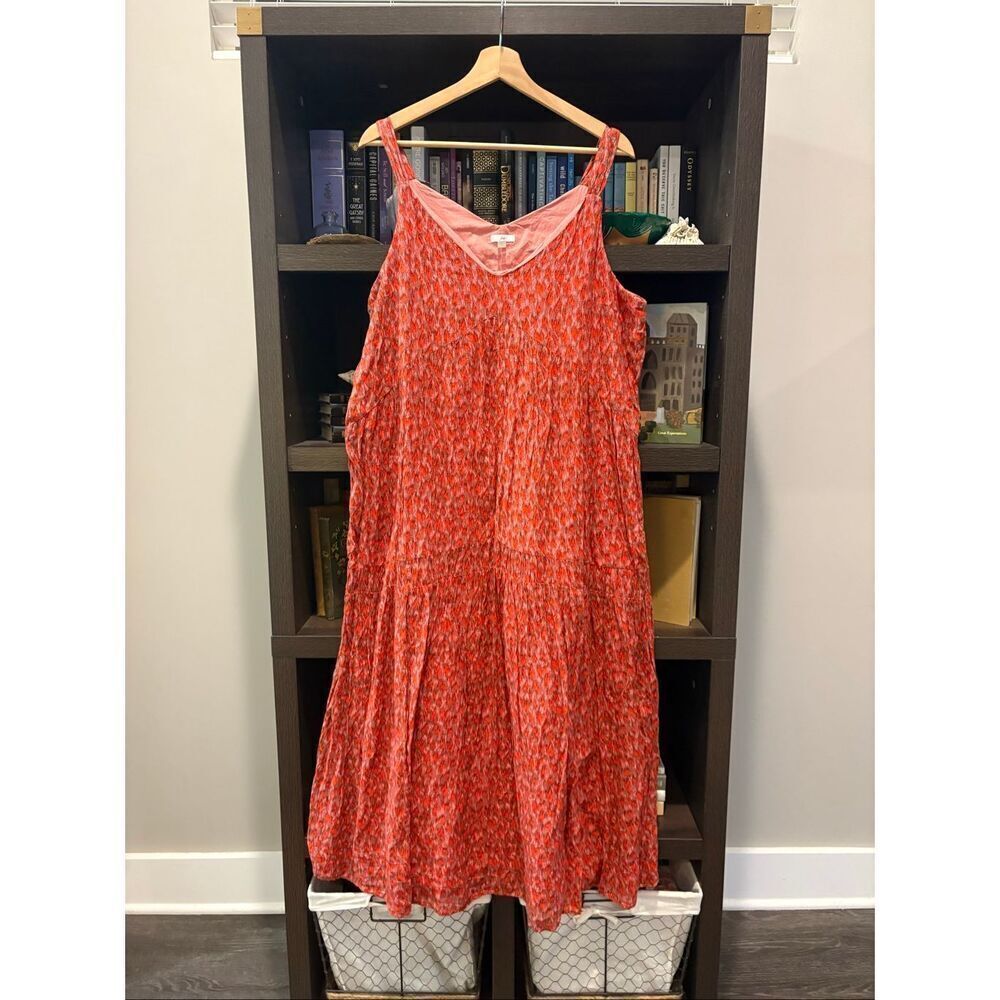Joie Bondi Sleeveless Tea Rose Cotton Flowy Midi Dress Women’s Size Large - Picture 2 of 5